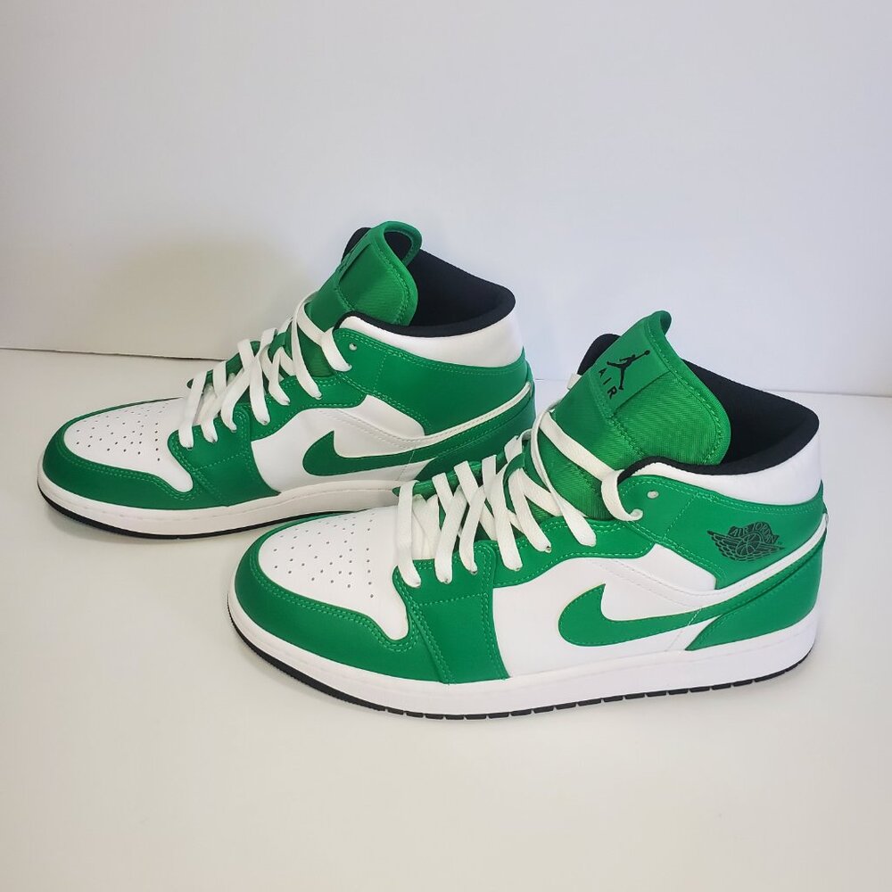 Pre-Loved Nike Air Jordan 1 Mid Lucky Green Size 12, gently worn, good condition